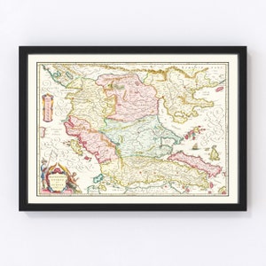 Greece, Macedonia Map 1665, Vintage Greece, Macedonia Map, Old Greece, Macedonia Art, Wall Art Gift for Greece, Macedonia History Lovers Ret