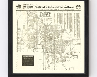 Salt Lake City Map 1926, Vintage Salt Lake City Map, Old Salt Lake City Utah Art, Wall Art Gift for Salt Lake City History Lovers Retro Deco