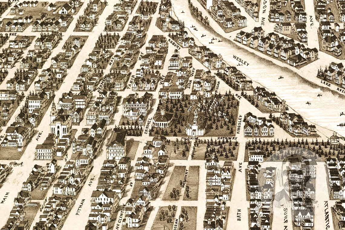 Vintage Ocean Grove Map 1881 Old Map of Ocean Grove New Etsy