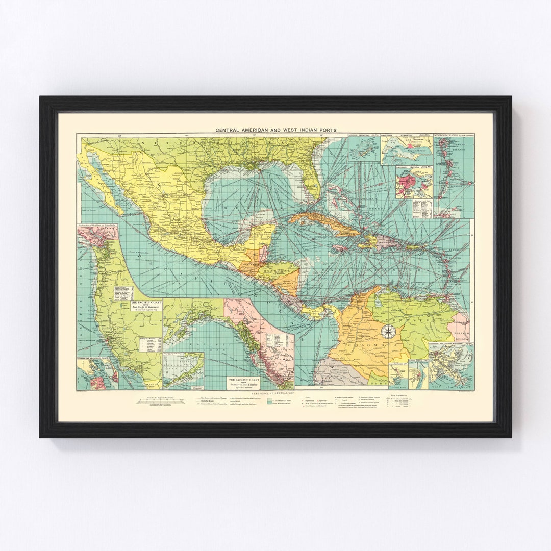 1639 America West Indies Historic Vintage Style Caribbean
