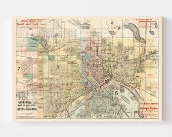 Carte Ancienne De Saint Paul, Minnesota (1906) - Ted's Vintage Art - Prête à Encadrer