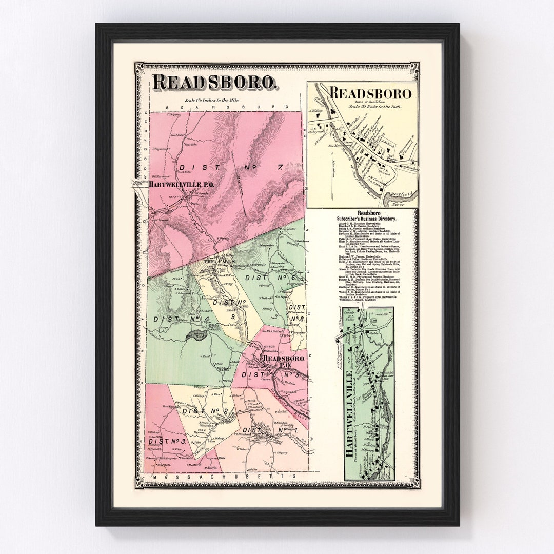 Readsboro VT Map 1869 Old Map of Readsboro Township Vermont Etsy UK