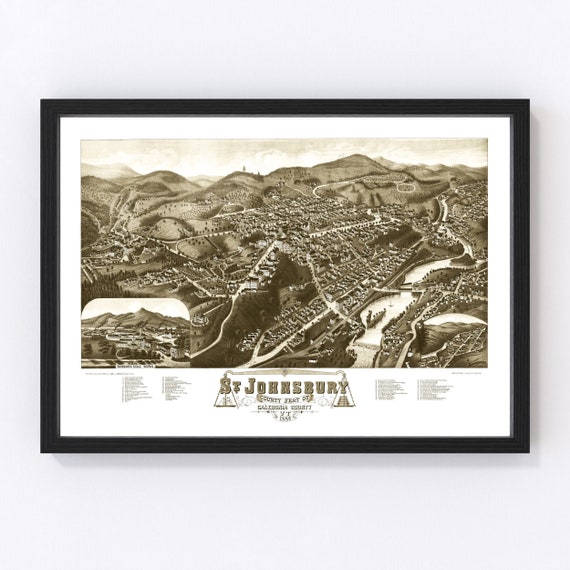 St. Johnsbury Map 1884 Old Map of St. Johnsbury Vermont Art Etsy