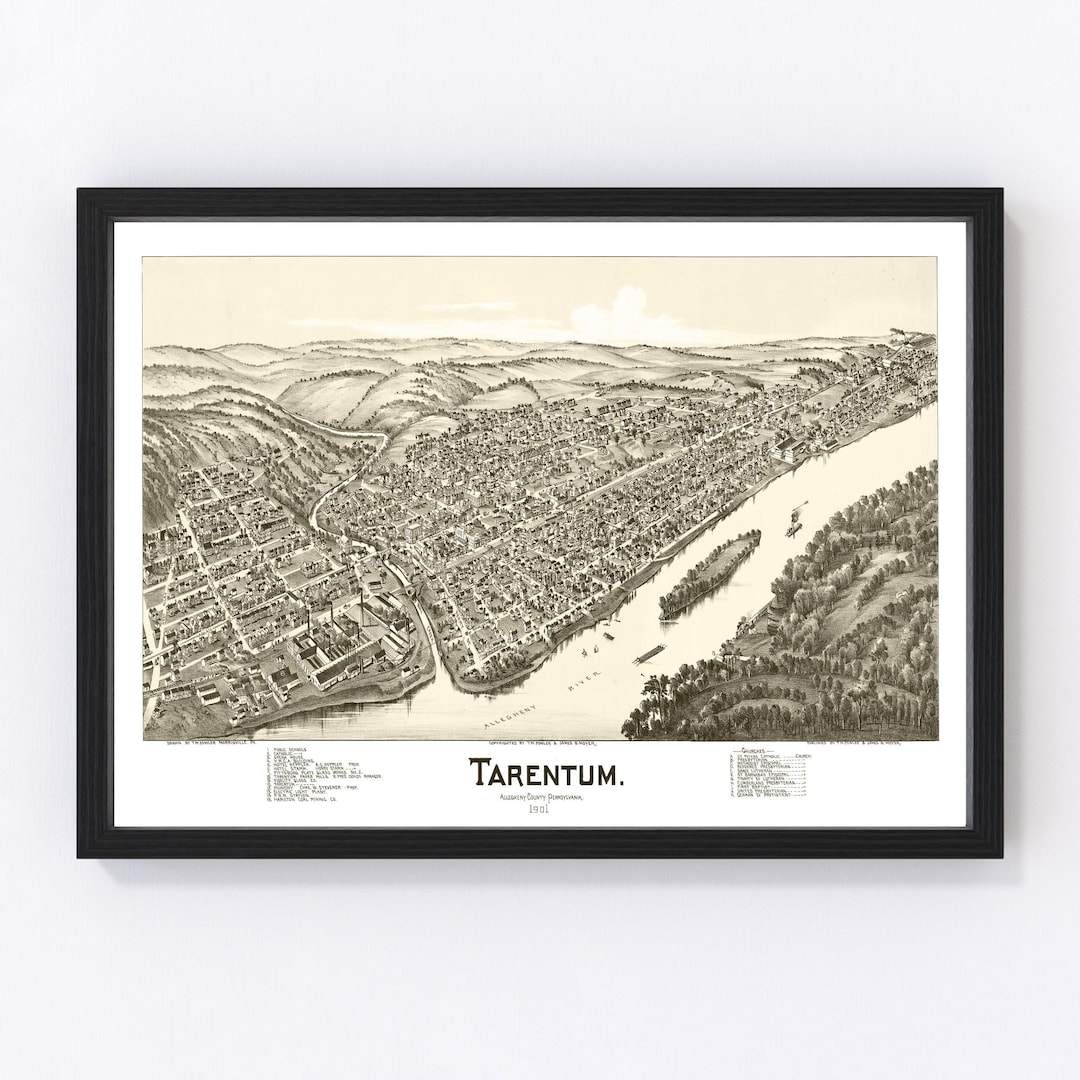 Tarentum Map 1901 Old Map of Tarentum Pennsylvania Art Vintage Print