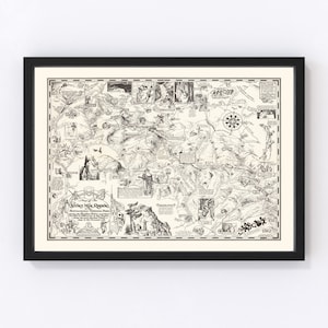 Shenandoah National Park Map 1935 - Old Map of Shenandoah National Park Art Vintage Print Framed Wall Art Canvas Portrait Virginia