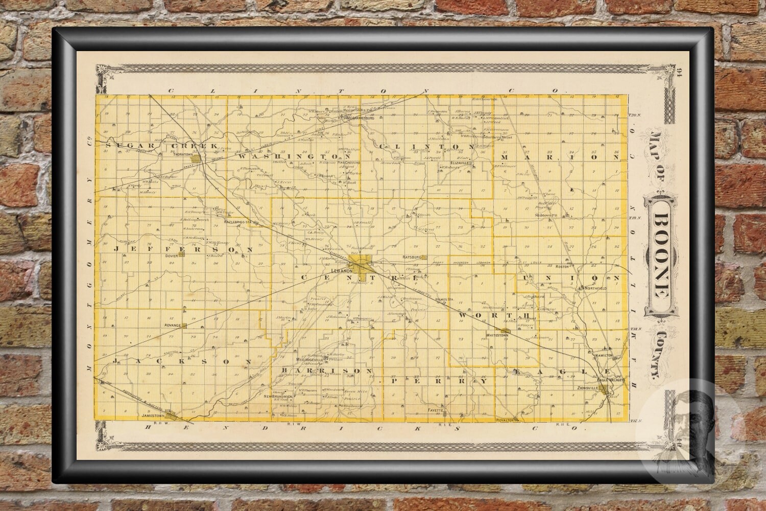 1920 Boone County Indiana Map Map