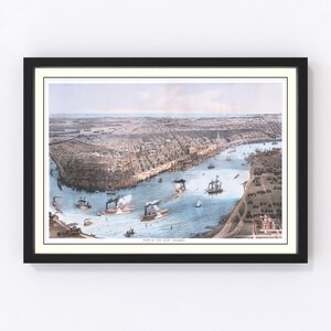New Orleans Map 1855, Vintage New Orleans Map, Old New Orleans Louisiana Art, Wall Art Gift for New Orleans History Lovers Retro Decor