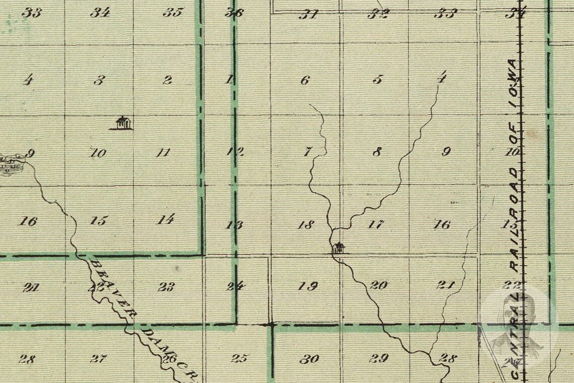 Vintage Cerro Gordo County IA Map 1875 Old Iowa Map Etsy
