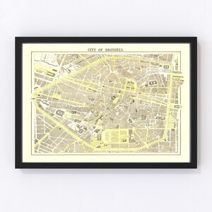 Brussels Map 1883, Vintage Brussels Map, Old Brussels Art, Wall Art Gift for Brussels History Lovers Retro Decor