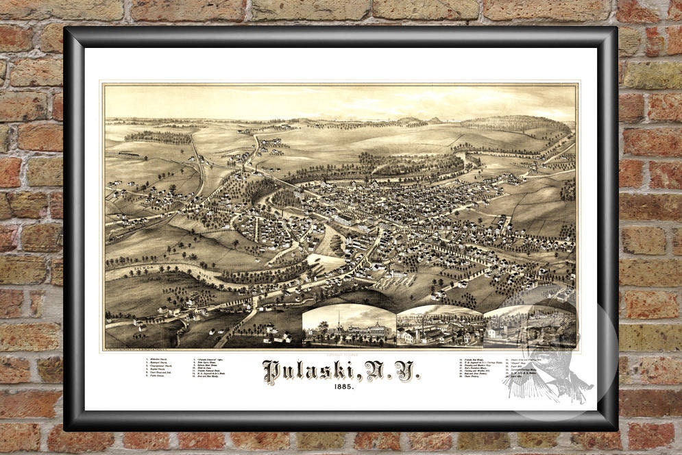 Vintage Pulaski Map 1885 Old Map of Pulaski New York Etsy