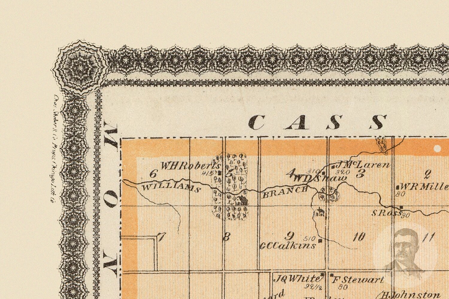 Vintage Adams County IA Map 1875 Old Iowa Map Historical Etsy
