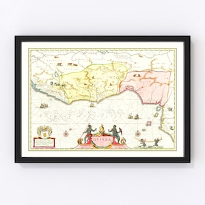 Guinea Map 1665, Vintage Guinea Map, Old Guinea Art, Wall Art Gift for Guinea History Lovers Retro Decor