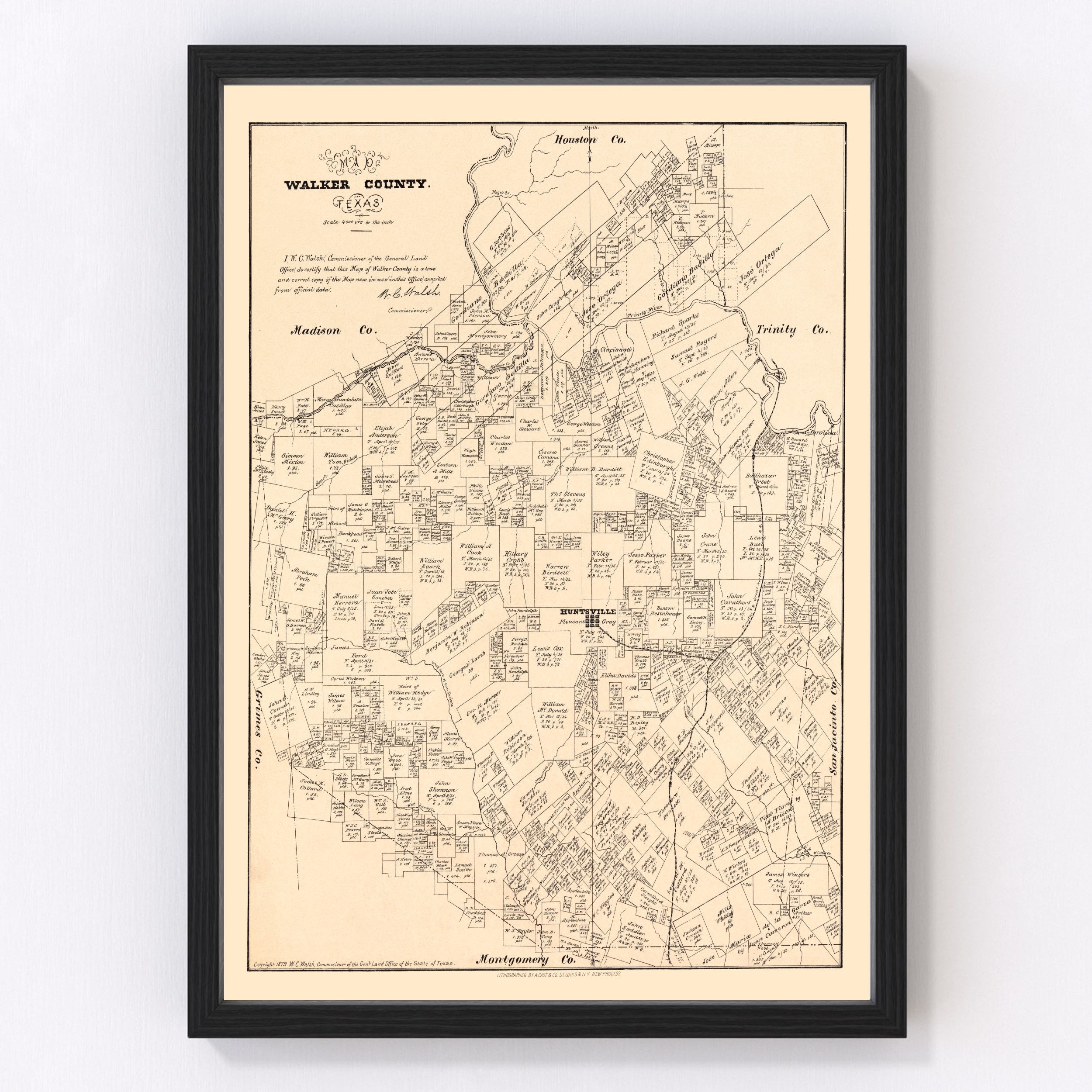 Walker County Texas Map 1879 Old Map of Walker County Texas - Etsy