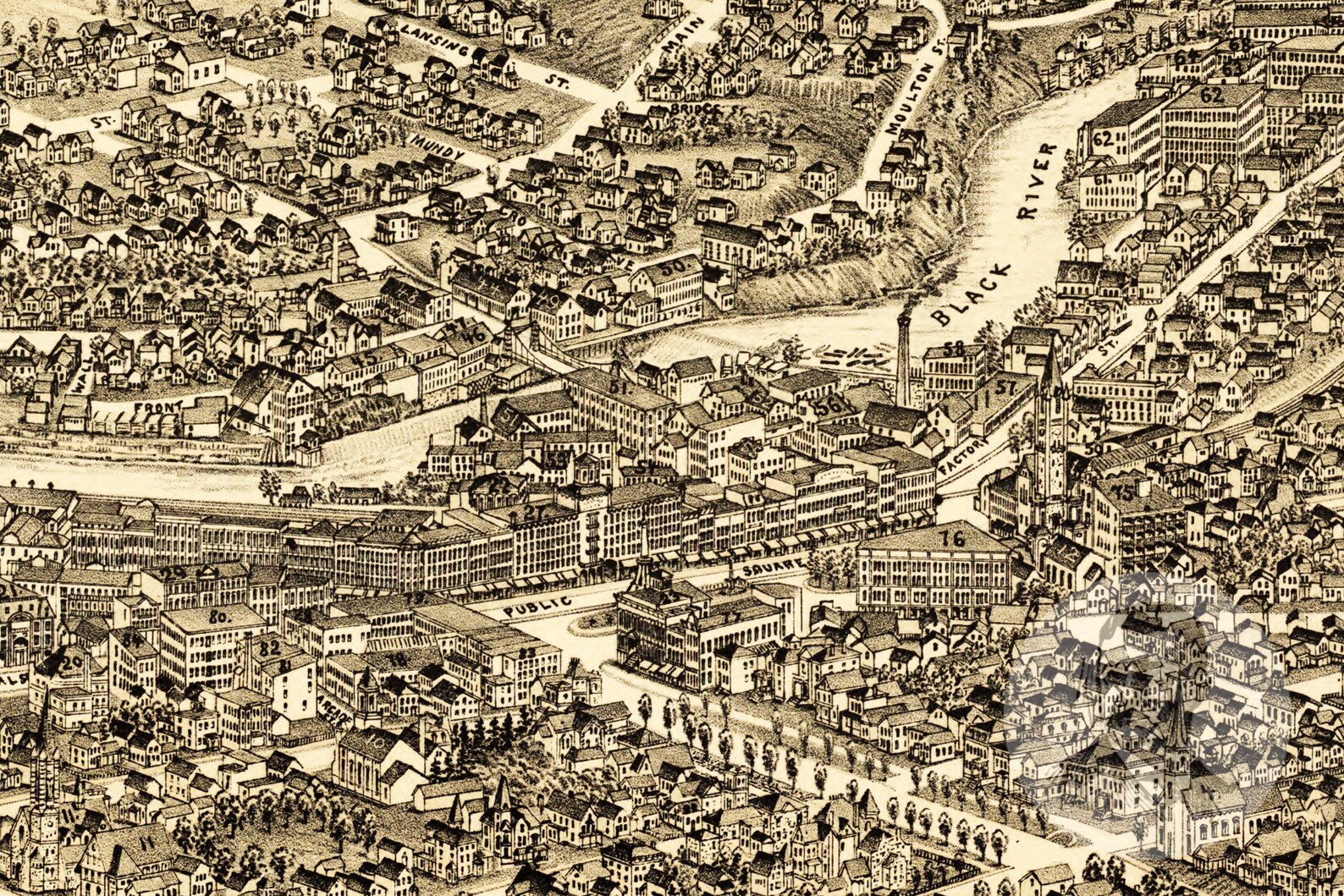 Vintage Watertown Map 1891 Old Map of Watertown New York Etsy