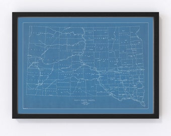 South Dakota Map 1930, Vintage South Dakota Map, Old South Dakota Art, Wall Art Gift for South Dakota History Lovers Retro Decor
