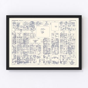 Philadelphia Map 1950, Vintage Philadelphia Map, Old Philadelphia Pennsylvania Art, Wall Art Gift for Philadelphia History Lovers Retro Deco