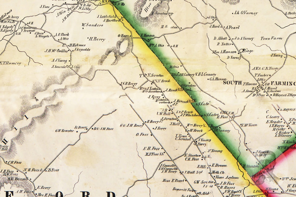 Vintage Strafford County Map 1856 Old Map of Strafford Etsy