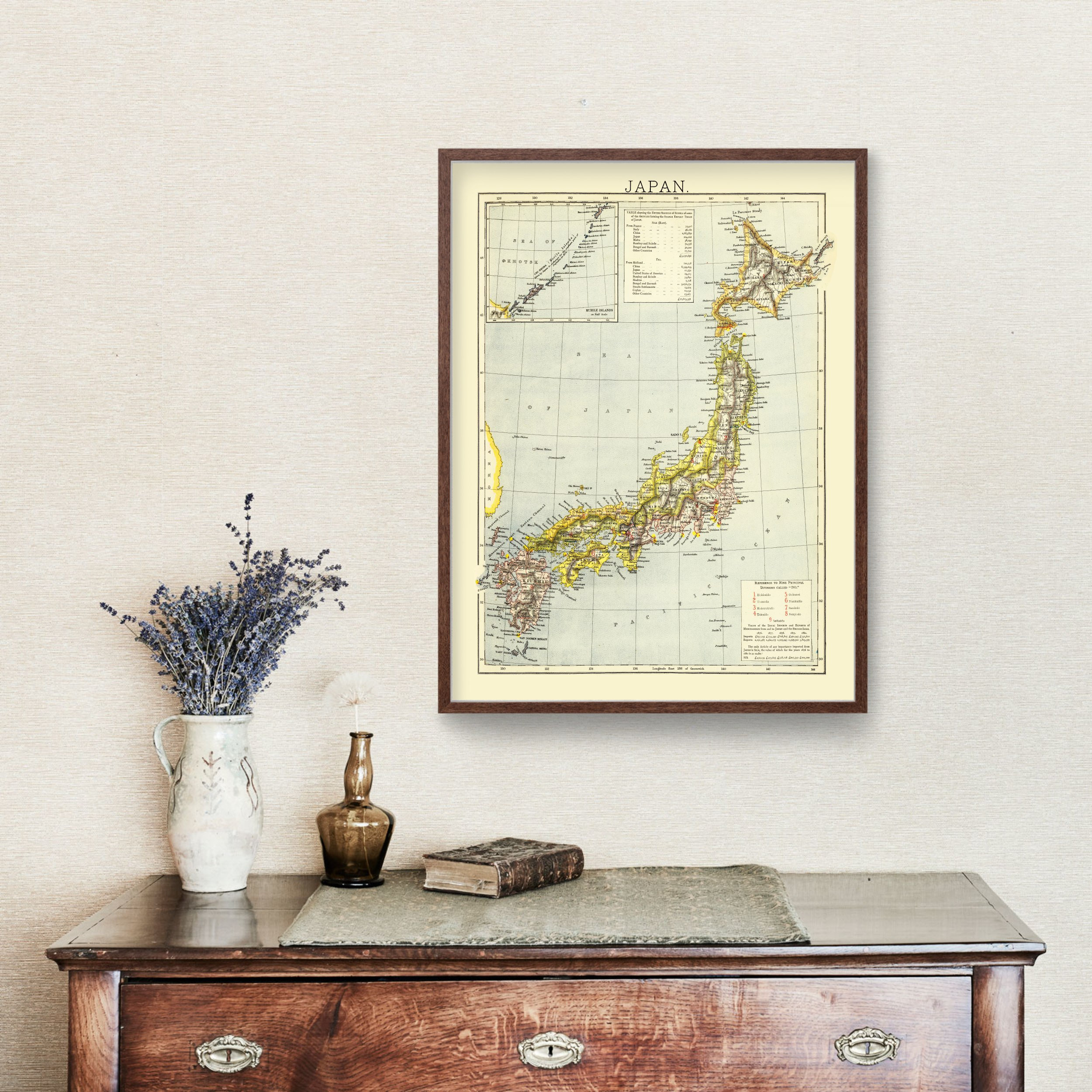 Japan Map 1883, Vintage Japan Map, Old Japan Art, Wall Art Gift for ...