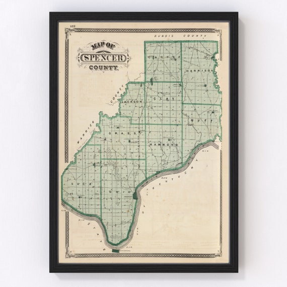 Spencer County Indiana Map Spencer County Indiana Vintage Map From 1876 Old County Map | Etsy