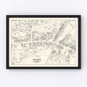 Meriden Map 1946, Vintage Meriden Map, Old Meriden Connecticut Art, Wall Art Gift for Meriden History Lovers Retro Decor
