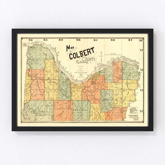 Colbert County Land Maps Colbert County Alabama Vintage Map From 1896 Old County Map | Etsy