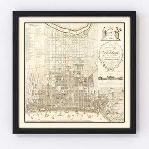 Philadelphia Map 1819, Vintage Philadelphia Map, Old Philadelphia Pennsylvania Art, Wall Art Gift for Philadelphia History Lovers Retro Deco