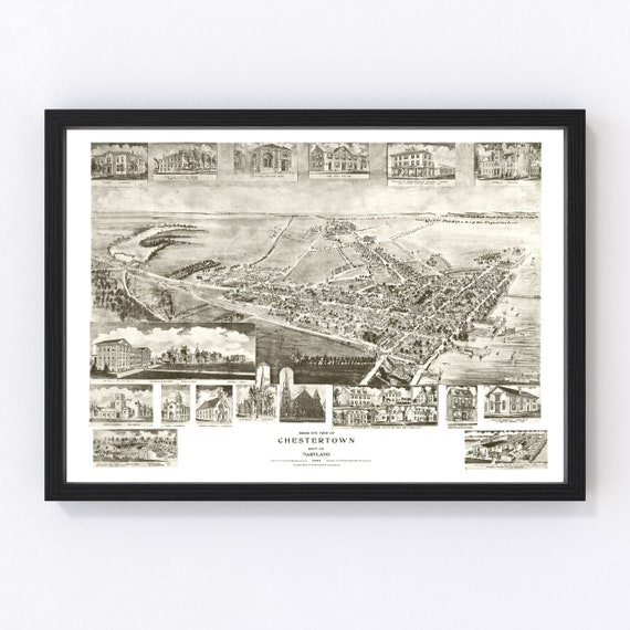 Chestertown Map 1907 Old Map of Chestertown Maryland Art Etsy