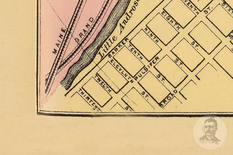 Vintage Auburn Map from 1894 Old Maine Map Historic ME Wall Etsy