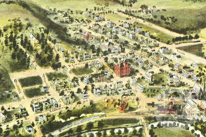 Vintage Oakland Map 1906 Old Map of Oakland Maryland Etsy