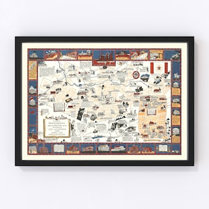 Birmingham Map 1938 - Old Map of Birmingham Alabama Art Vintage Print Framed Canvas Portrait History Genealogy Farmhouse Décor