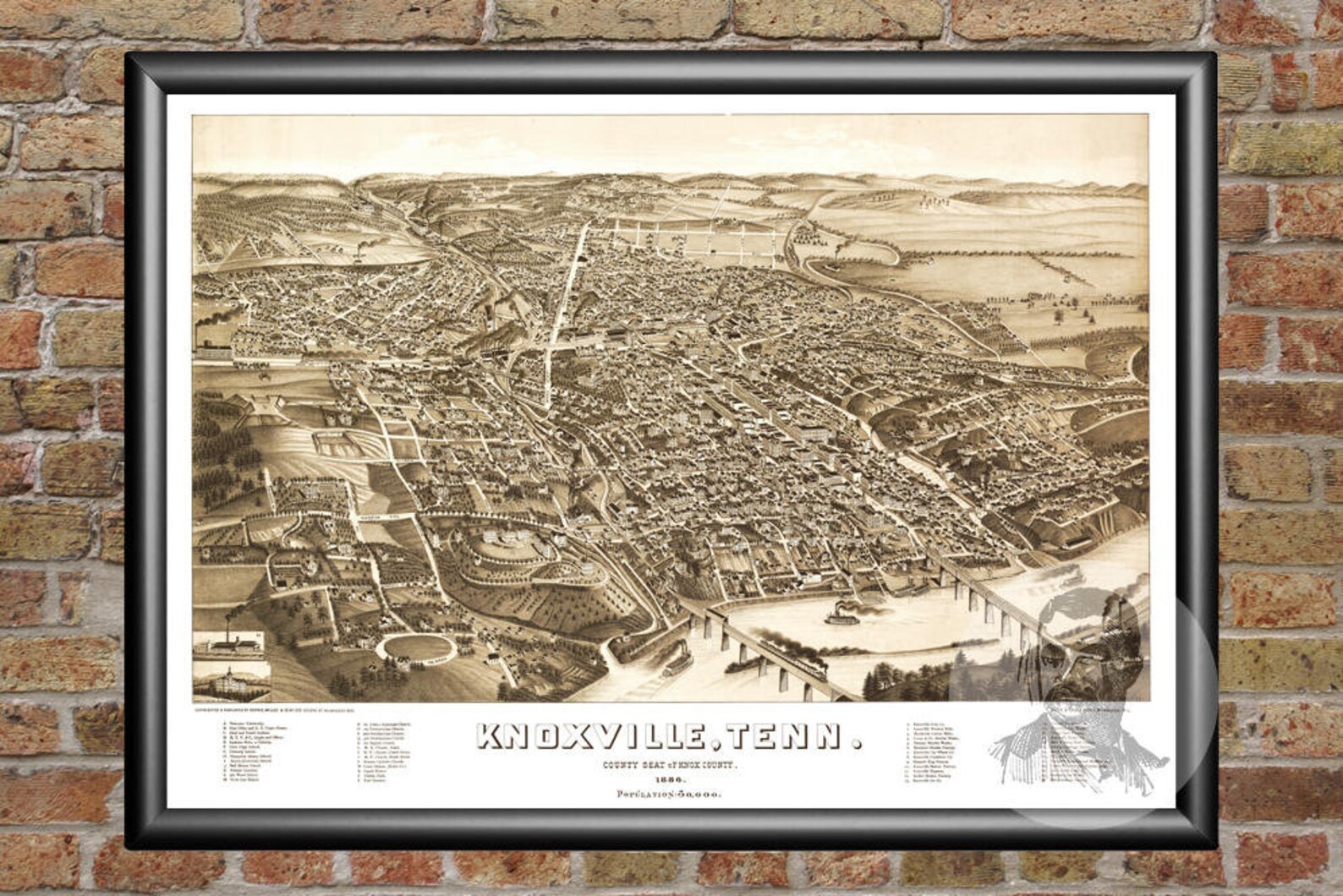 Vintage Knoxville Map 1886 Old Map of Knoxville Tennessee | Etsy