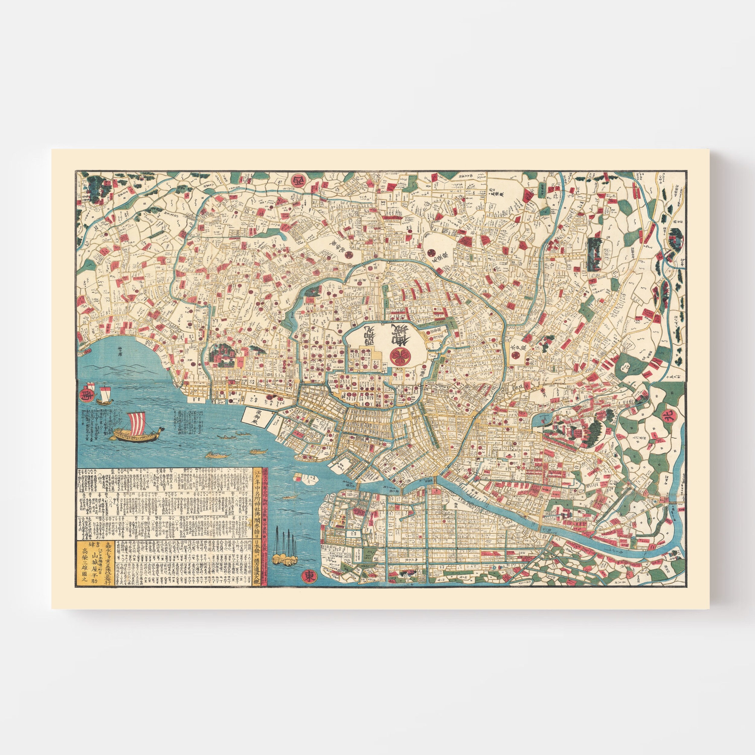 Tokyo Map 1854 - Old Map of Tokyo Japan Art Vintage Print Framed Wall ...
