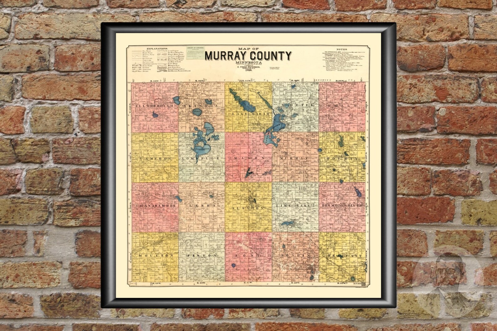 Vintage Murray County Map 1898 Old Map of Murray County Etsy