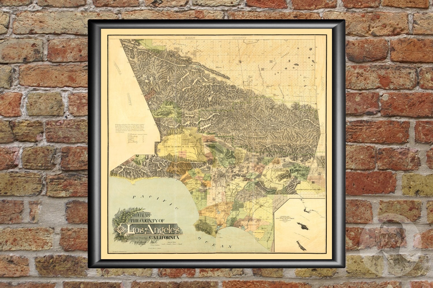 Vintage Los Angeles County Map 1898 Old Map of Los Angeles | Etsy