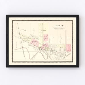 Milan Map 1895, Vintage Milan Map, Old Milan Michigan Art, Wall Art Gift for Milan History Lovers Retro Decor