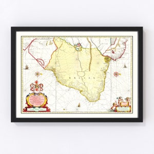 Brazil Map 1665, Vintage Brazil Map, Old Brazil Art, Wall Art Gift for Brazil History Lovers Retro Decor