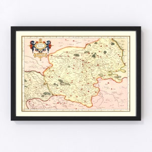 Bourbonnais France Map 1623, Vintage Bourbonnais France Map, Old Bourbonnais France Art, Wall Art Gift for Bourbonnais France History Lovers