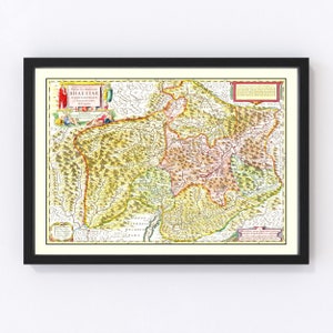 Rhaetia Map 1665, Vintage Rhaetia Map, Old Rhaetia Art, Wall Art Gift for Rhaetia History Lovers Retro Decor