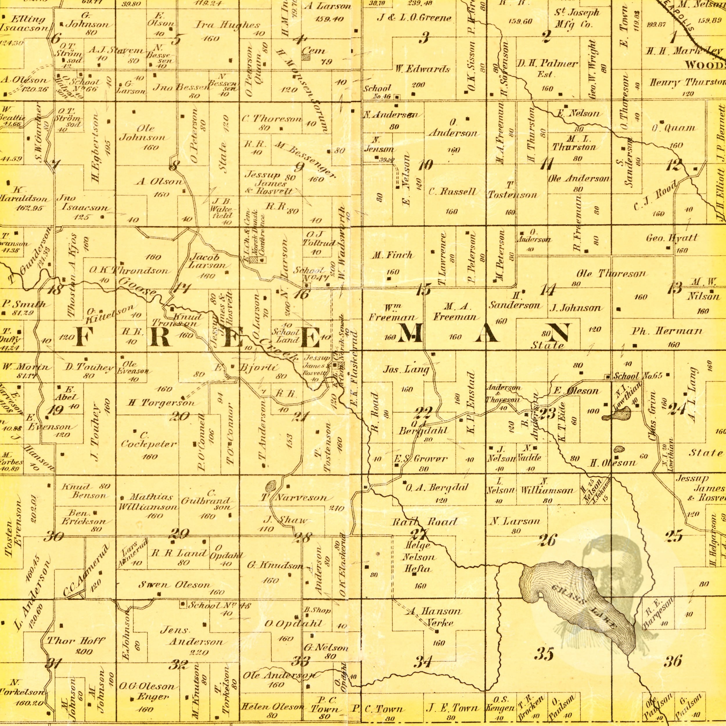 Freeborn County Minnesota Vintage Map From 1878 Old County Etsy UK