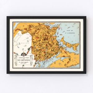 New Brunswick Canada Map 1929, Vintage New Brunswick Canada Map, Old New Brunswick Canada Art, Wall Art Gift for New Brunswick Canada Histor