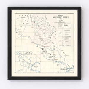 Iraq Map 1929, Vintage Iraq Map, Old Iraq Art, Wall Art Gift for Iraq History Lovers Retro Decor