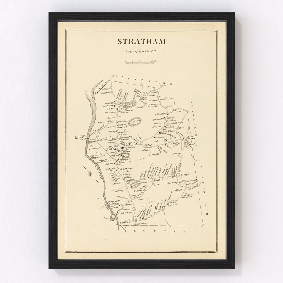 Stratham Map 1892 Old Map of Stratham New Hampshire Art Vintage Print