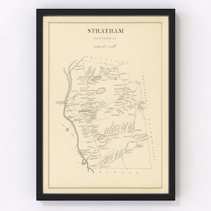 Stratham Map 1892 - Old Map of Stratham New Hampshire Art Vintage Print Framed Canvas Portrait History Genealogy Farmhouse Décor