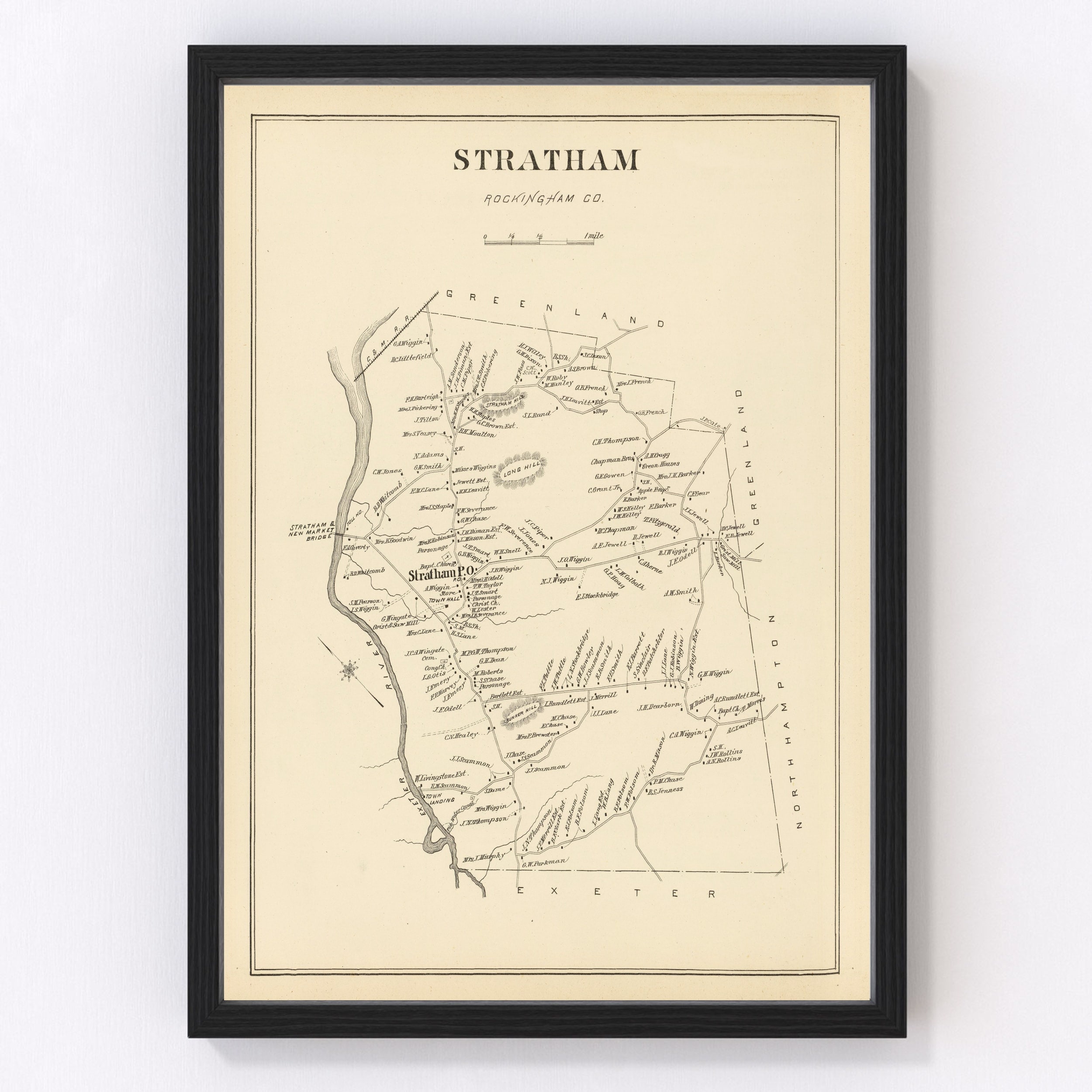 Stratham Map 1892 - Old Map of Stratham New Hampshire Art Vintage Print ...