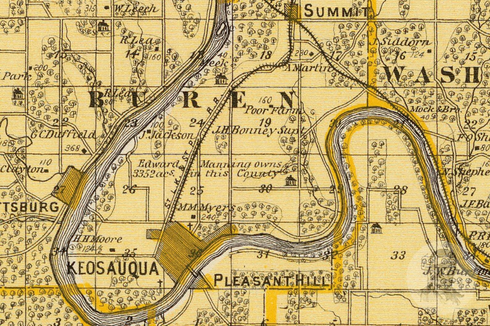 Vintage Van Buren County IA Map 1875 Old Iowa Map Etsy