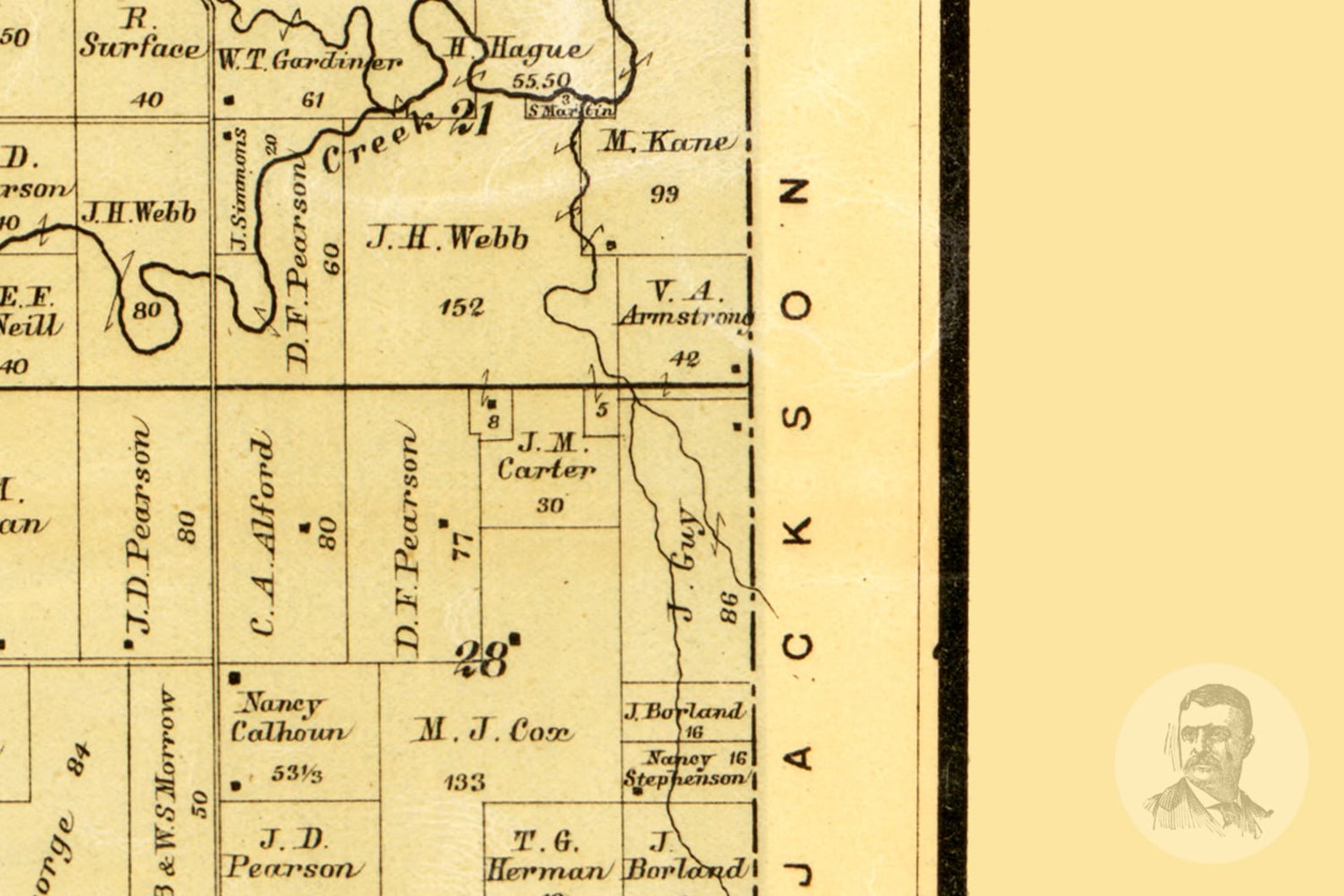 Vintage Jackson County Map 1887 Old Map of Jackson County Etsy