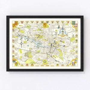 Glasgow Map 1938, Vintage Glasgow Map, Old Glasgow Art, Wall Art Gift for Glasgow History Lovers Retro Decor