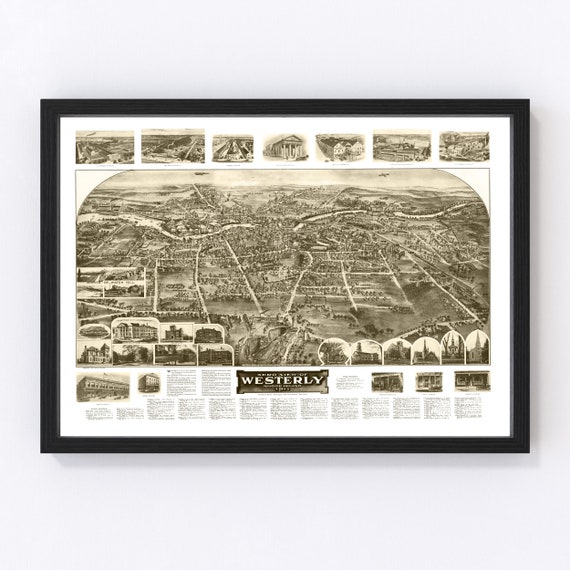 Westerly Map 1911 Old Map of Westerly Rhode Island Art Etsy.de