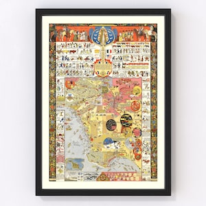 Los Angeles Map 2012, Vintage Los Angeles Map, Old Los Angeles California Art, Wall Art Gift for Los Angeles History Lovers Retro Decor