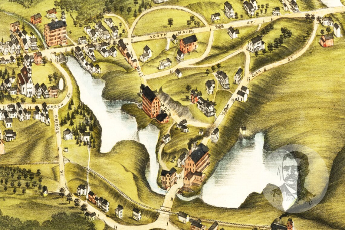 Vintage Monson Map 1879 Old Map of Monson Massachusetts Etsy